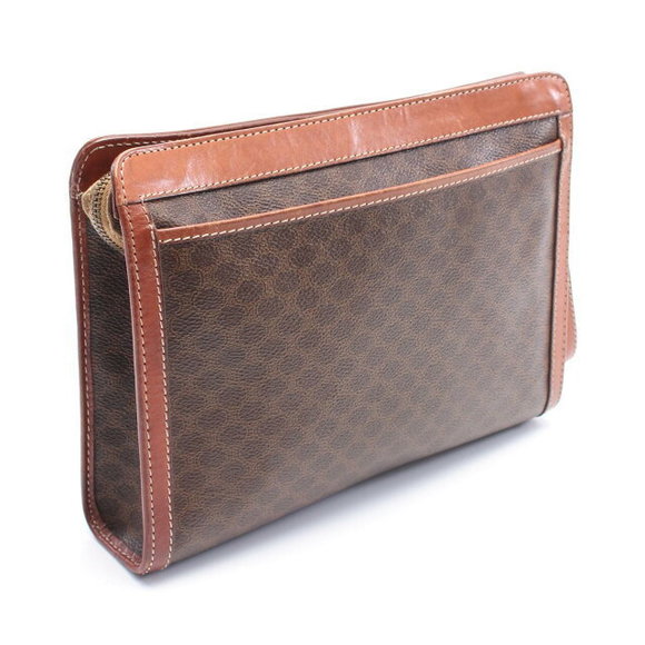 Celine clutch brown canvas Macadam bag leather - Picture 1 of 7